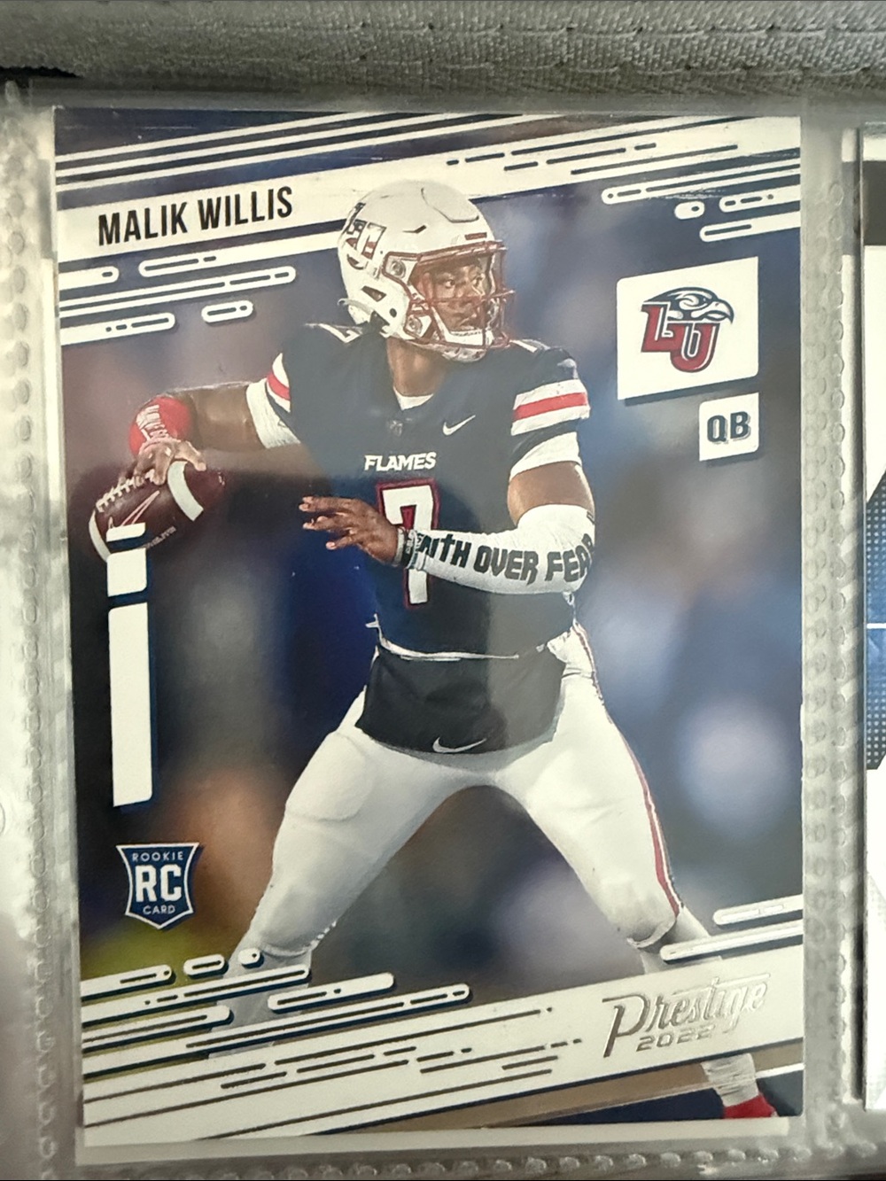 Malik Willis Rookie Football Trading Card - Navy & White